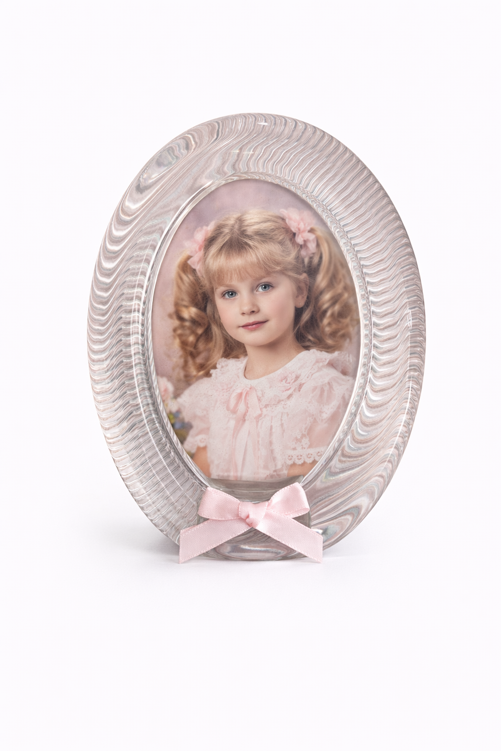 Vintage Mikasa Oval Glass Picture Frame (1980s) | Ribbed Clear Glass