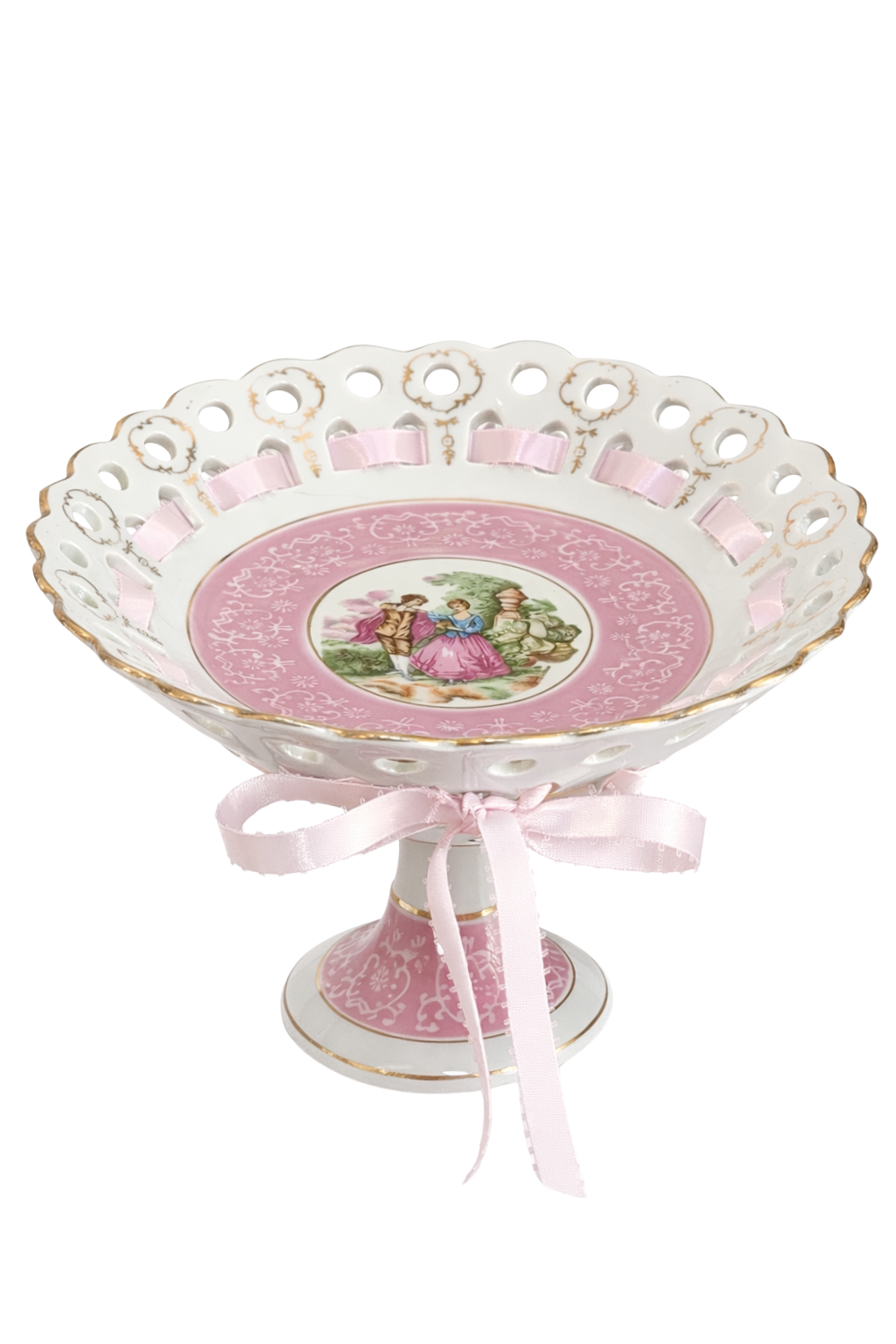 La Promenade Rose | Vintage Porcelain Pedestal Compote