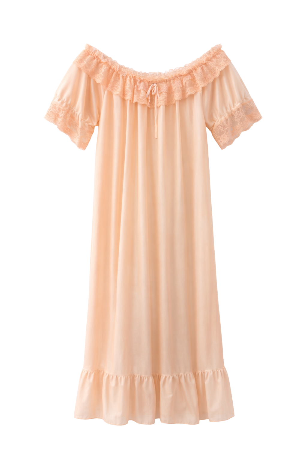 Peach Whisper Lace Nightgown | Vintage NWT Union-Made Beauty