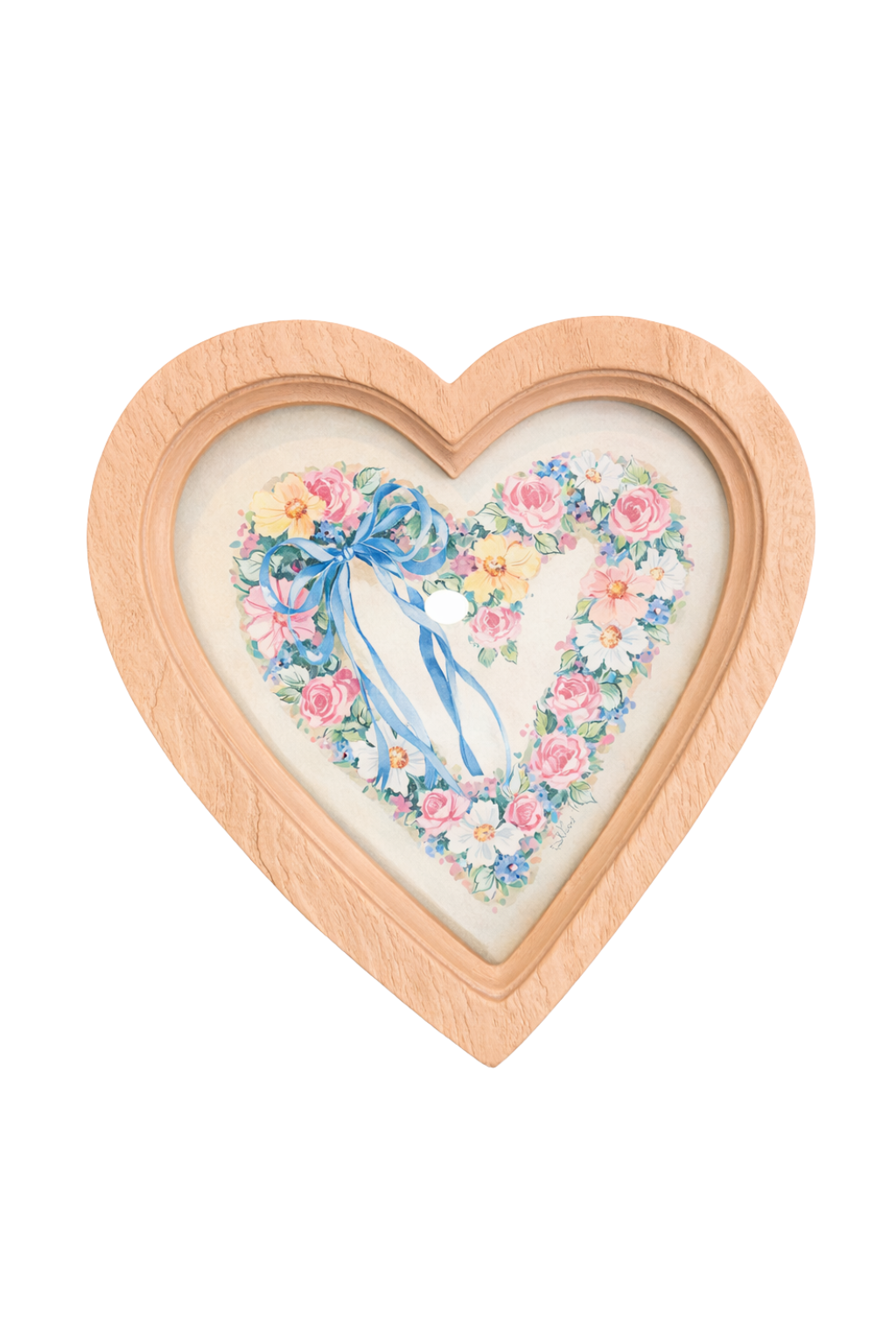 Bleu Rosette Heart Print | Vintage Floral Bow Art (Romantic Cottagecore Wall Décor)