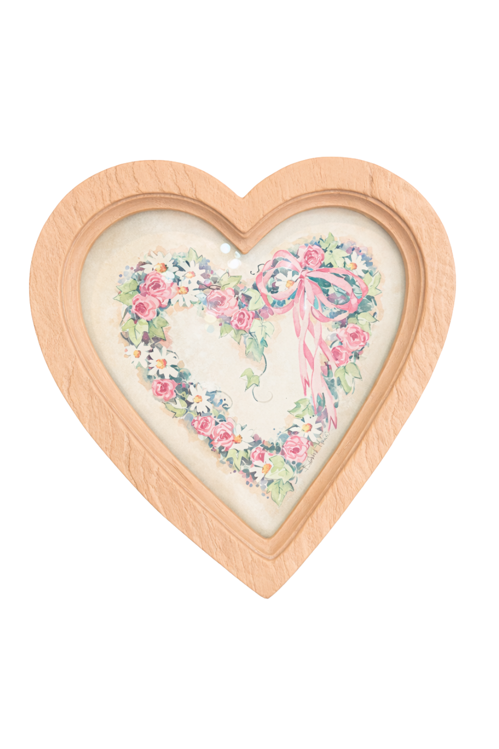 Rosette Amour Heart Print | Pink Floral Bow Wall Art (Cottagecore Romantic Décor)