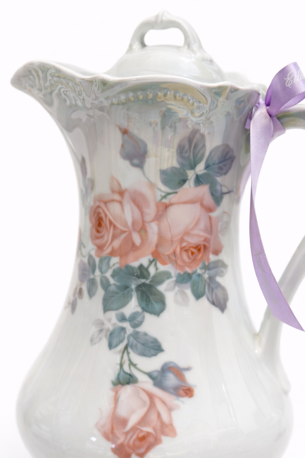 Antique German Porcelain Floral Teapot | Early 1900s Romantic Rose Teapot