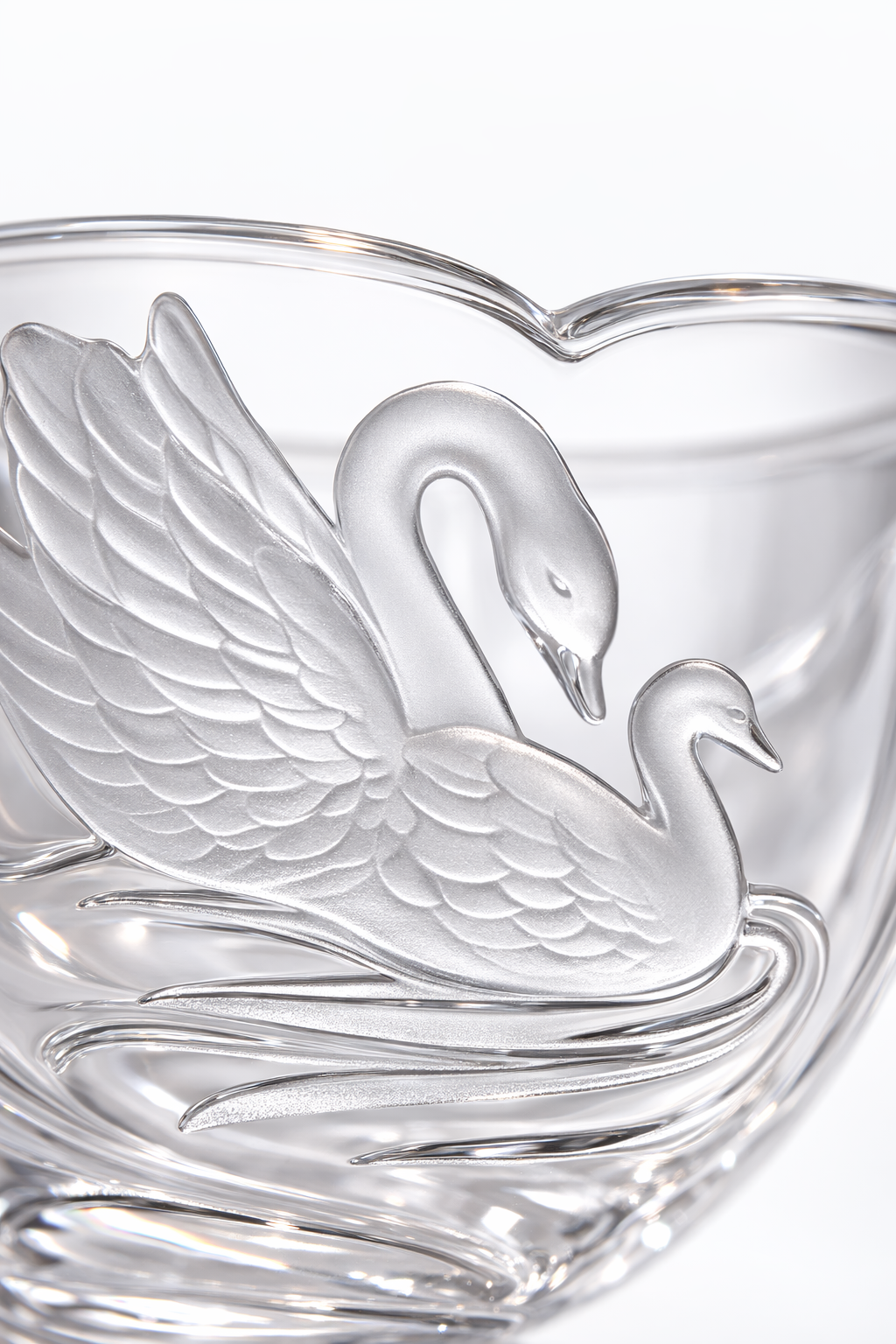 Vintage Teleflora Swan Crystal Candy Bowl | Footed Scalloped Lead Crystal Dish