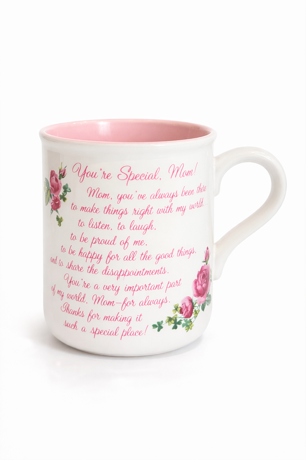 Vintage Pink “Mom” Sentiment Mug | Heartfelt Keepsake Coffee Cup