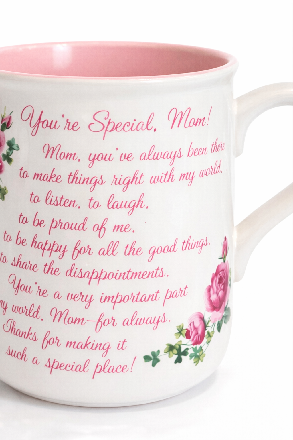 Vintage Pink “Mom” Sentiment Mug | Heartfelt Keepsake Coffee Cup