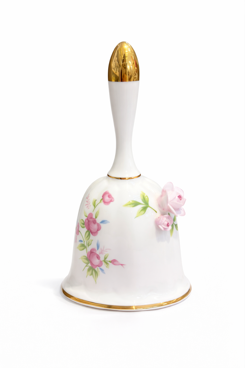 Vintage Fine Bone China Rose Bell | Petite 3D Floral Collectible