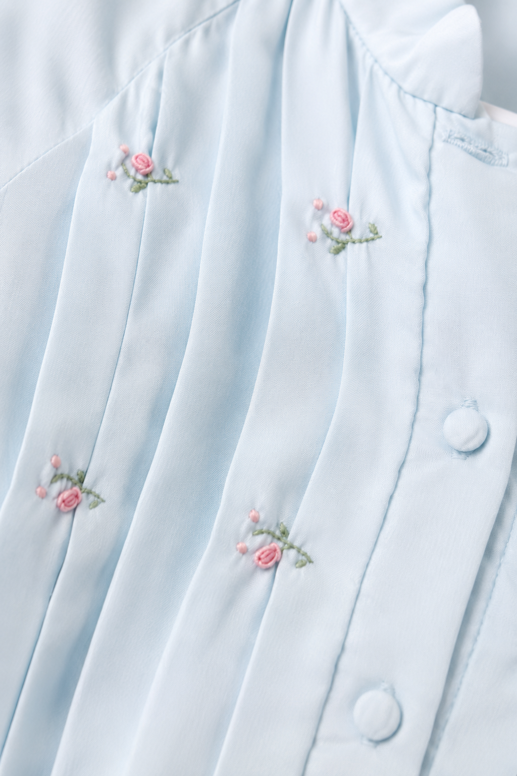 Vintage Barbizon Blue Embroidered Nightgown | Romantic Rose Detail Lounge Dress | Size Medium
