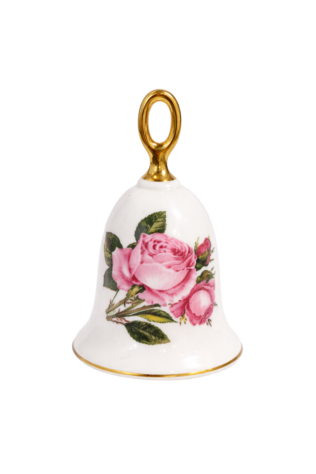 Vintage Fine China Rose Bell | Made in England Porcelain Floral Bell